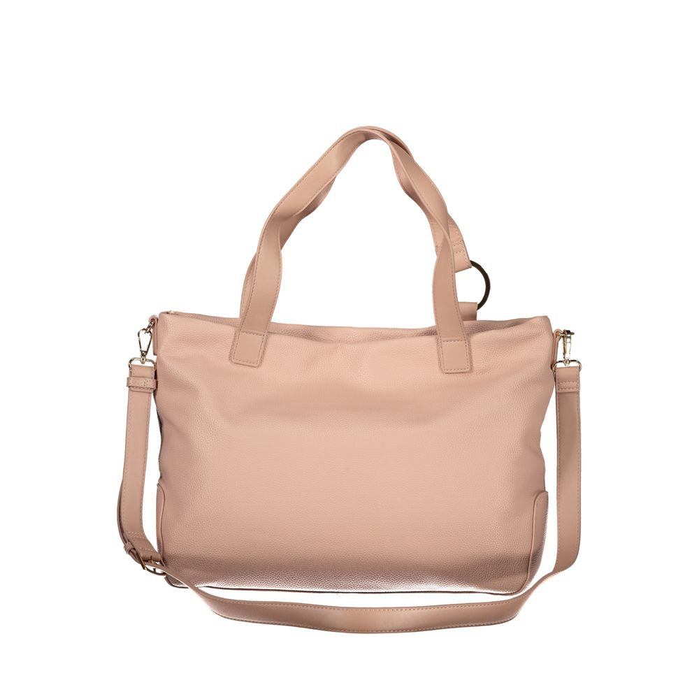 Valentino - Chic Textured PU Leather Tote Bag With Gold Hardware - Pink Mario Valentino