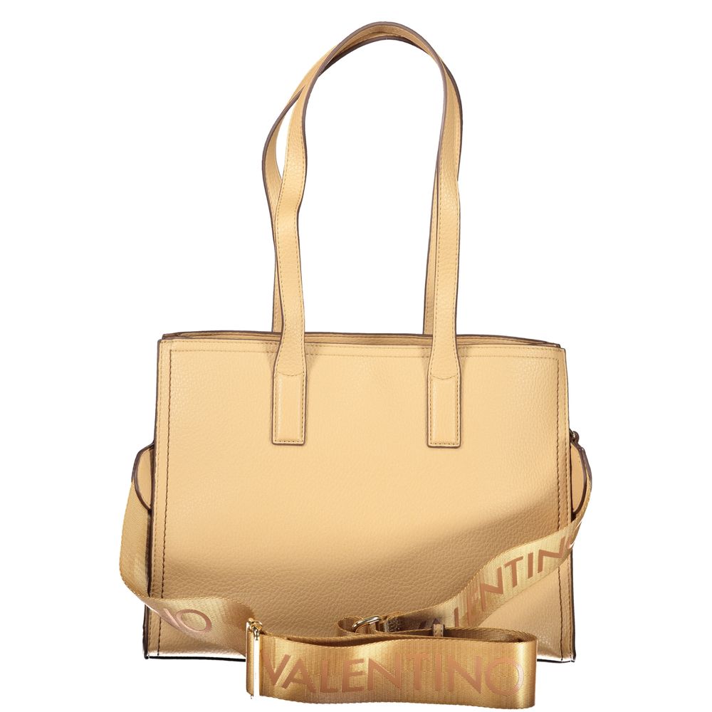 Valentino - Structured Textured Tote Bag with Logo Strap and Mini Charm - Beige Mario Valentino