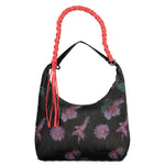 Desigual - Bold Pleated Floral Shoulder Bag With Braided Rope Handle - Black Multi Desigual