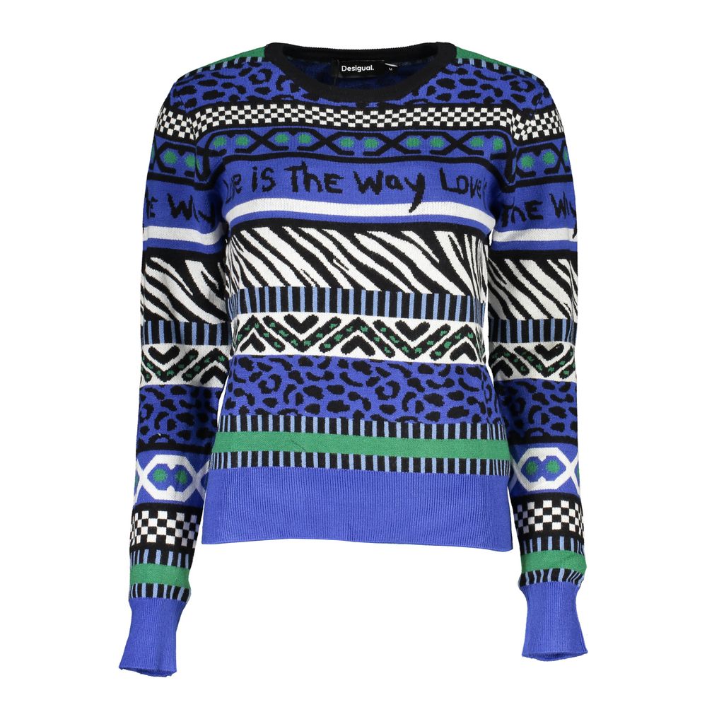 Desigual - Bold Mixed Print Regular Fit Knit Sweater - Blue Multi Desigual