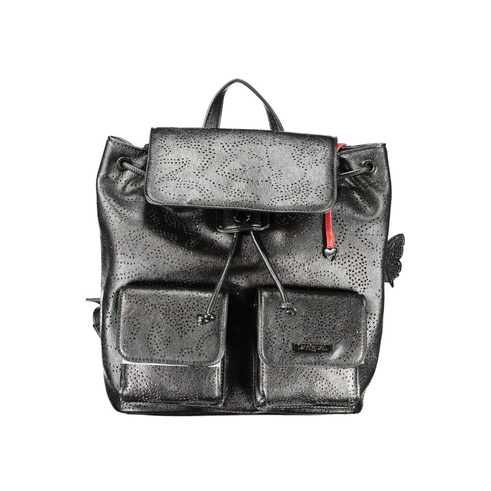 Desigual - Edgy Perforated PU Leather Backpack with Front Pockets - Black Desigual
