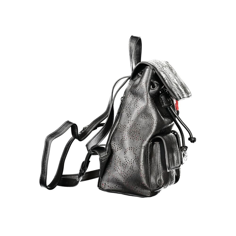 Desigual - Edgy Perforated PU Leather Backpack with Front Pockets - Black Desigual
