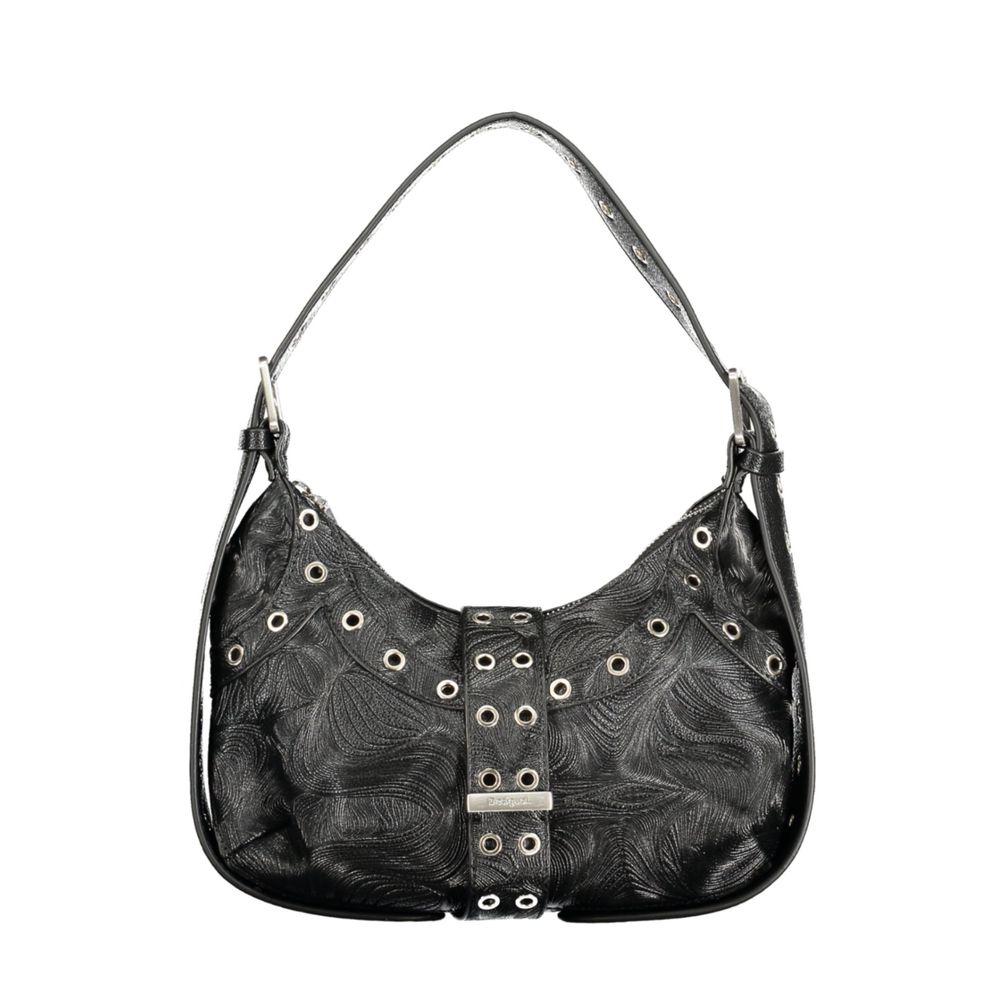 Desigual - Edgy Textured Eyelet Detail Shoulder Bag - Black Desigual