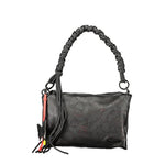 Desigual - Edgy Braided Handle Perforated Faux Leather Shoulder Bag - Black Desigual