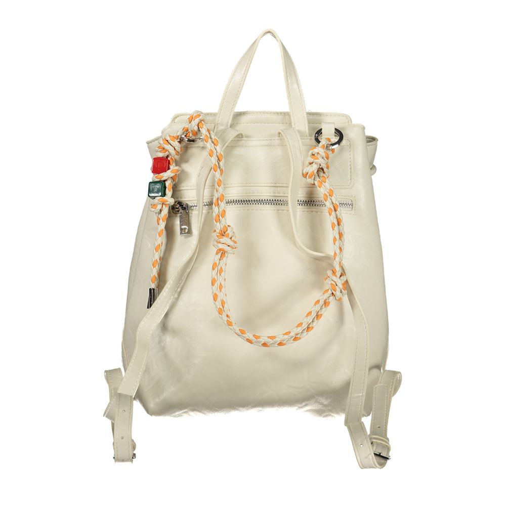 Desigual - Minimalist Textured Polyethylene Mini Backpack - Ecru Desigual