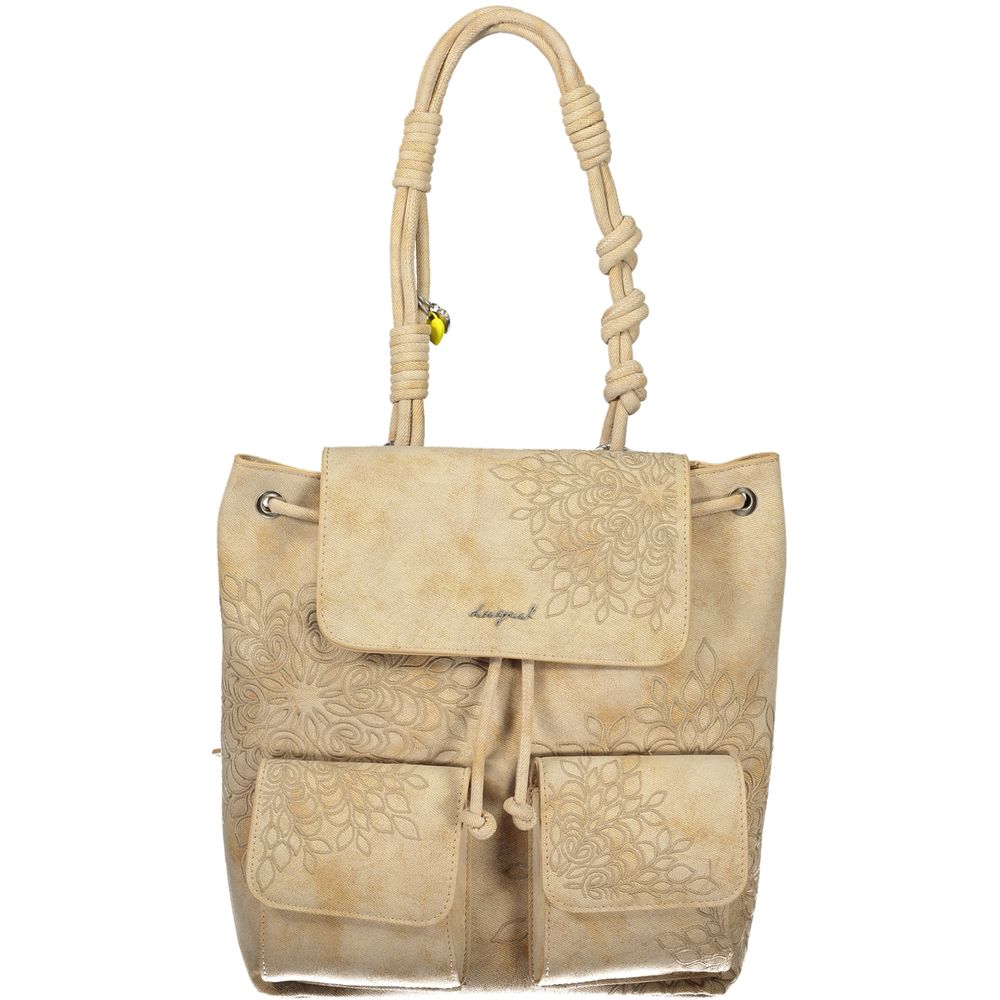 Desigual - Embossed Floral Convertible Backpack - Beige Desigual