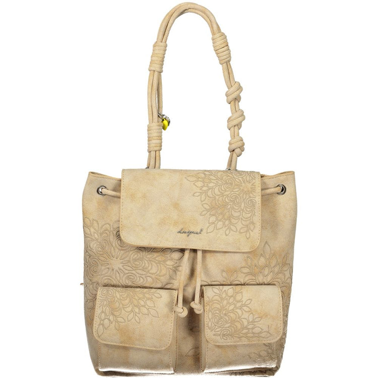 Desigual - Embossed Floral Convertible Backpack - Beige Desigual