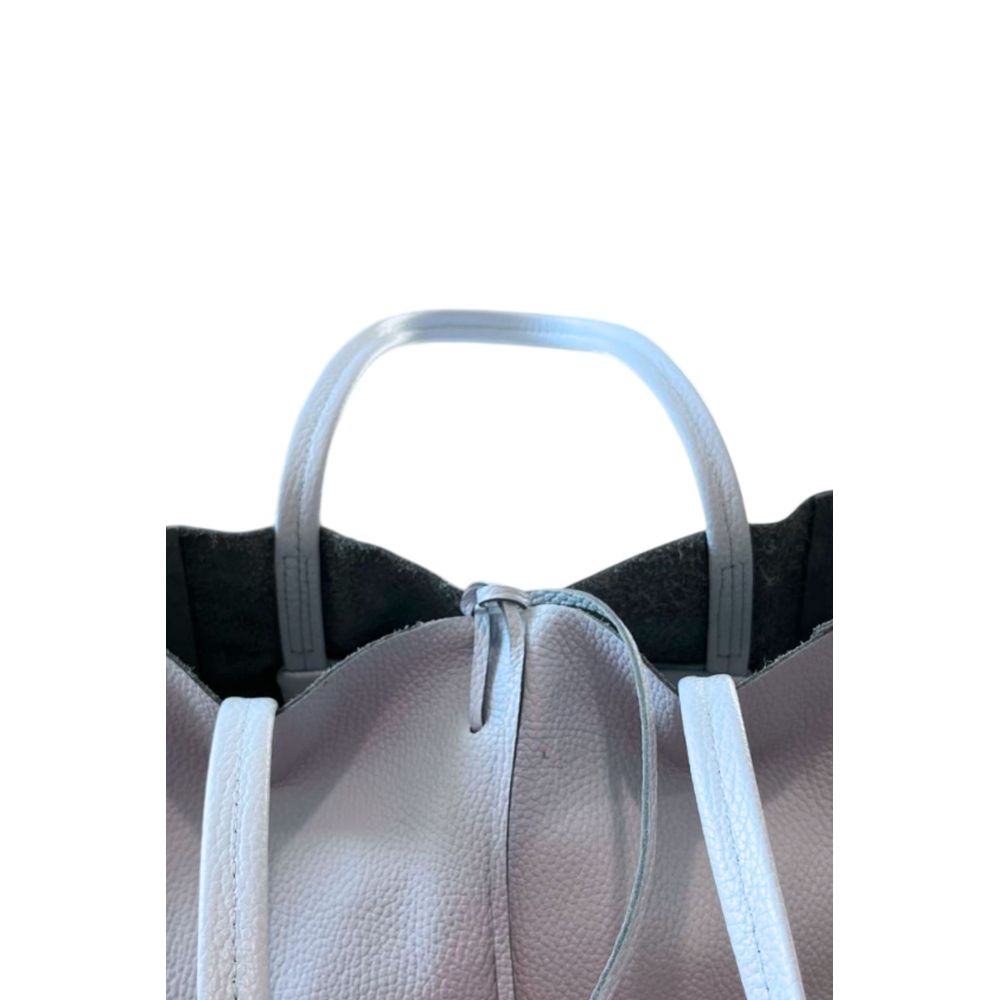 Baldinini Trend - Structured Blue Cowhide Shoulder Bag With Tie Closure - Blue Baldinini Trend