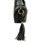 Baldinini Trend - Polished Textured Cowhide Shoulder Bag with Tassel - Black Baldinini Trend