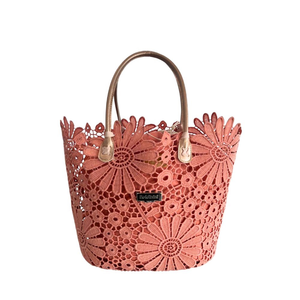 Baldinini Trend - Romantic Floral Openwork Basket Handbag - Pink Baldinini Trend