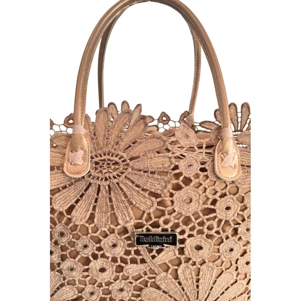Baldinini Trend - Artistic Floral Openwork Basket Handbag - Brown Baldinini Trend