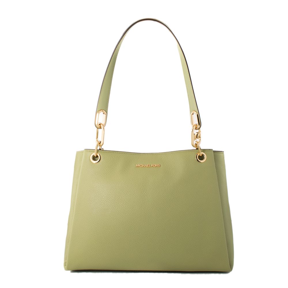 Michael Kors - Sophisticated Chain Link Textured Leather Shoulder Bag - Sage Green Michael Kors