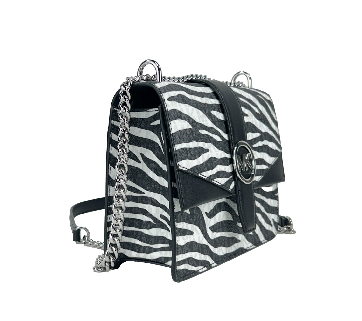 Michael Kors - Bold Zebra Print Coated PVC Crossbody Chain Bag - Black White Zebra Michael Kors