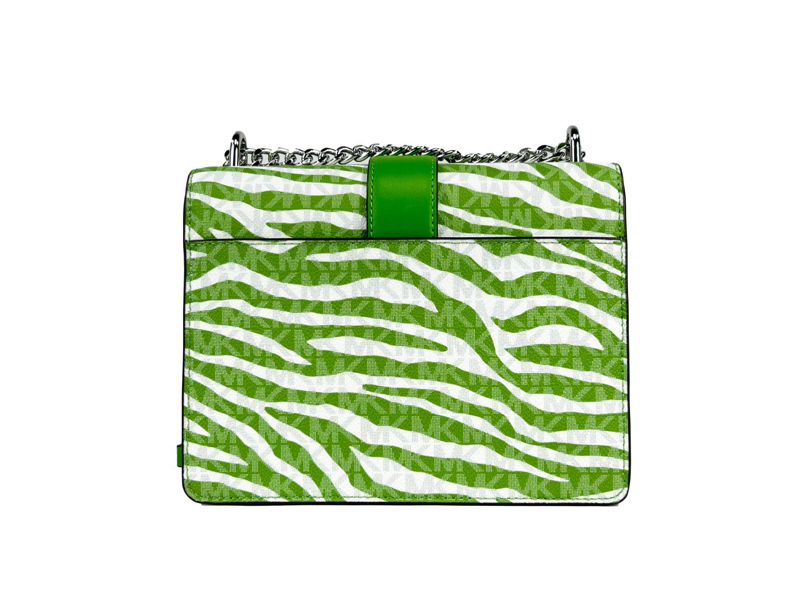 Michael Kors - Bold Zebra Print Coated PVC Crossbody Tote Chain Bag - Jungle Green Michael Kors