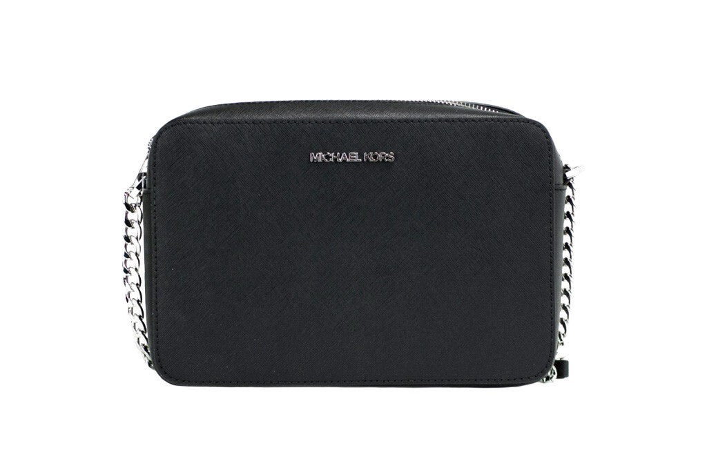 Michael Kors - Polished Saffiano Leather Structured Crossbody Bag - Black Michael Kors