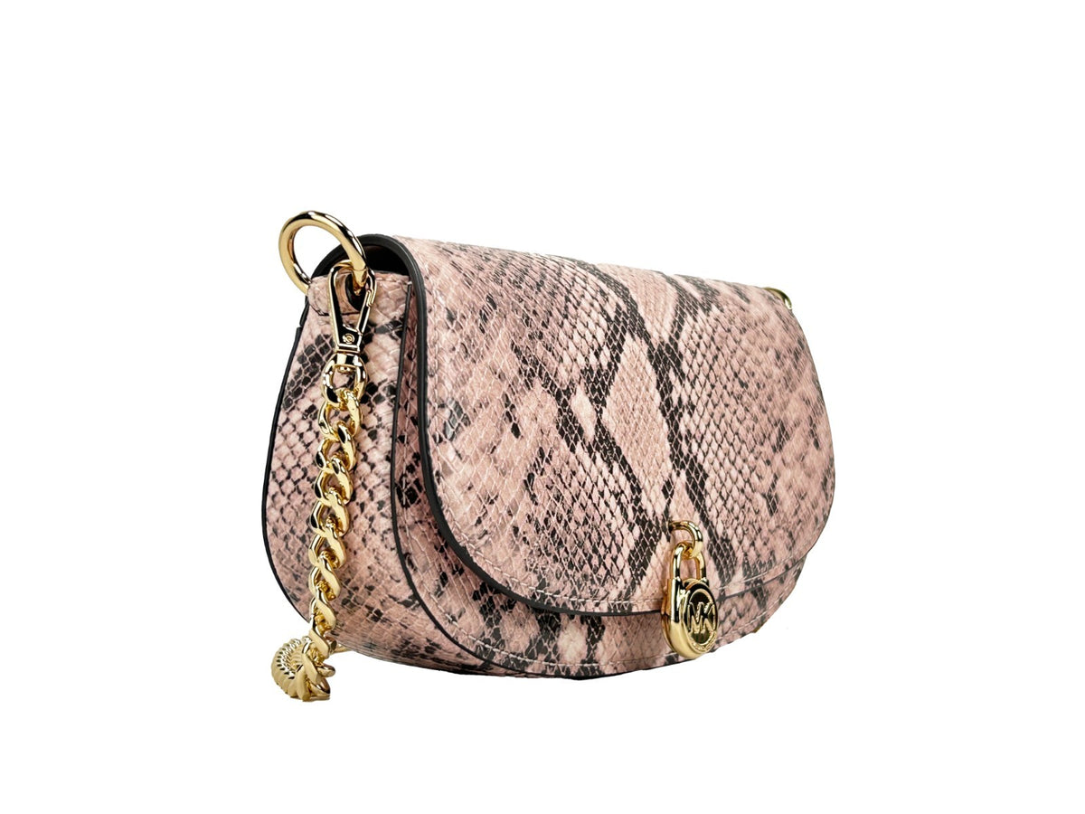 Michael Kors - Bold Pink Snake Print Small Messenger Crossbody Bag - Pink Snake Michael Kors