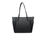 Michael Kors - Polished Saffiano Leather Logo Print Tote Bag - Black Signature Michael Kors