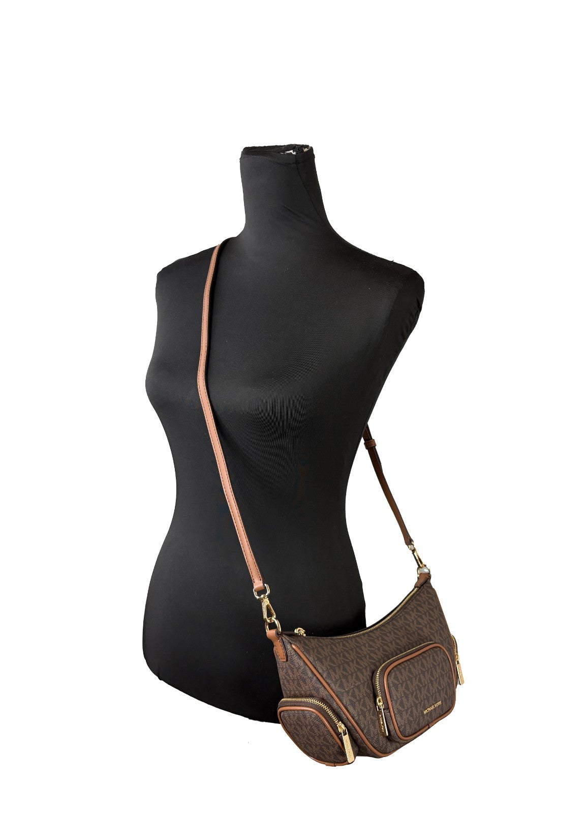 Michael Kors - Polished Logo Print Convertible Crossbody Bag - Brown Michael Kors