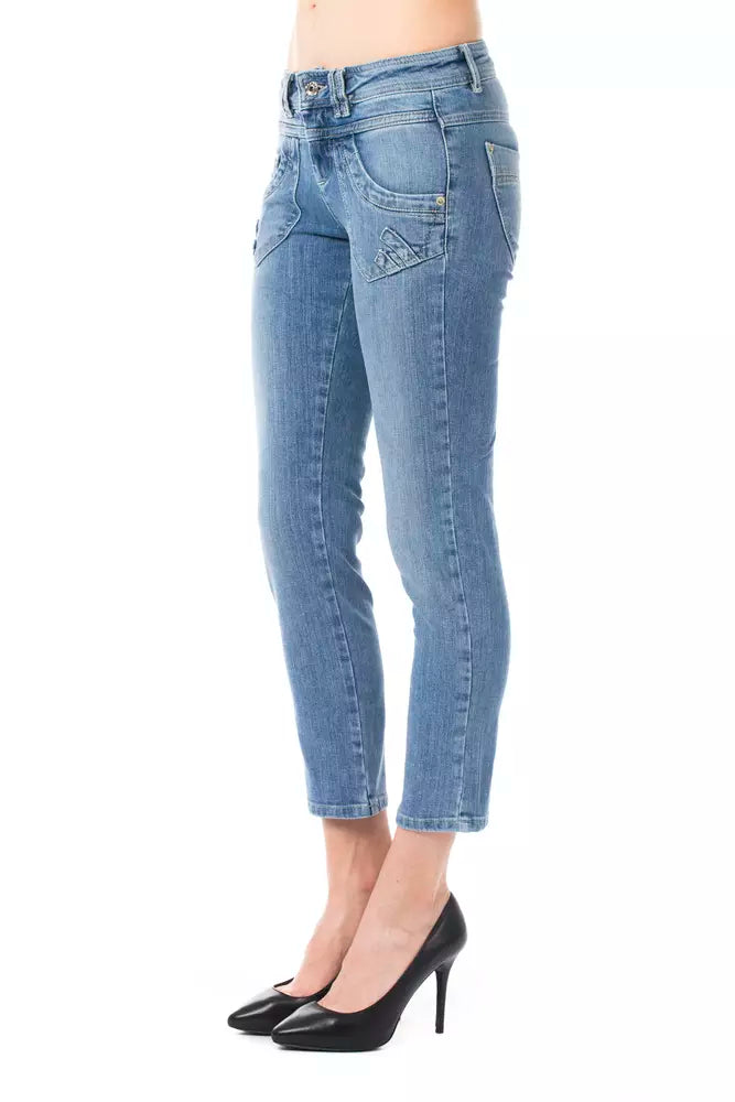 Ungaro Fever - Slim Straight Leg Capri Jeans With Button Detail - Light Blue Ungaro Fever