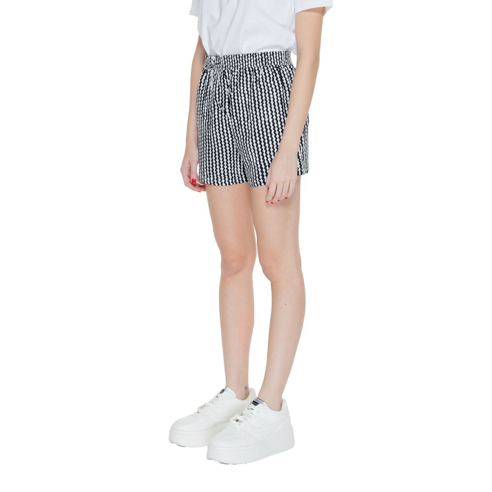 Only - Relaxed Geometric Print Viscose Shorts - Black White Only