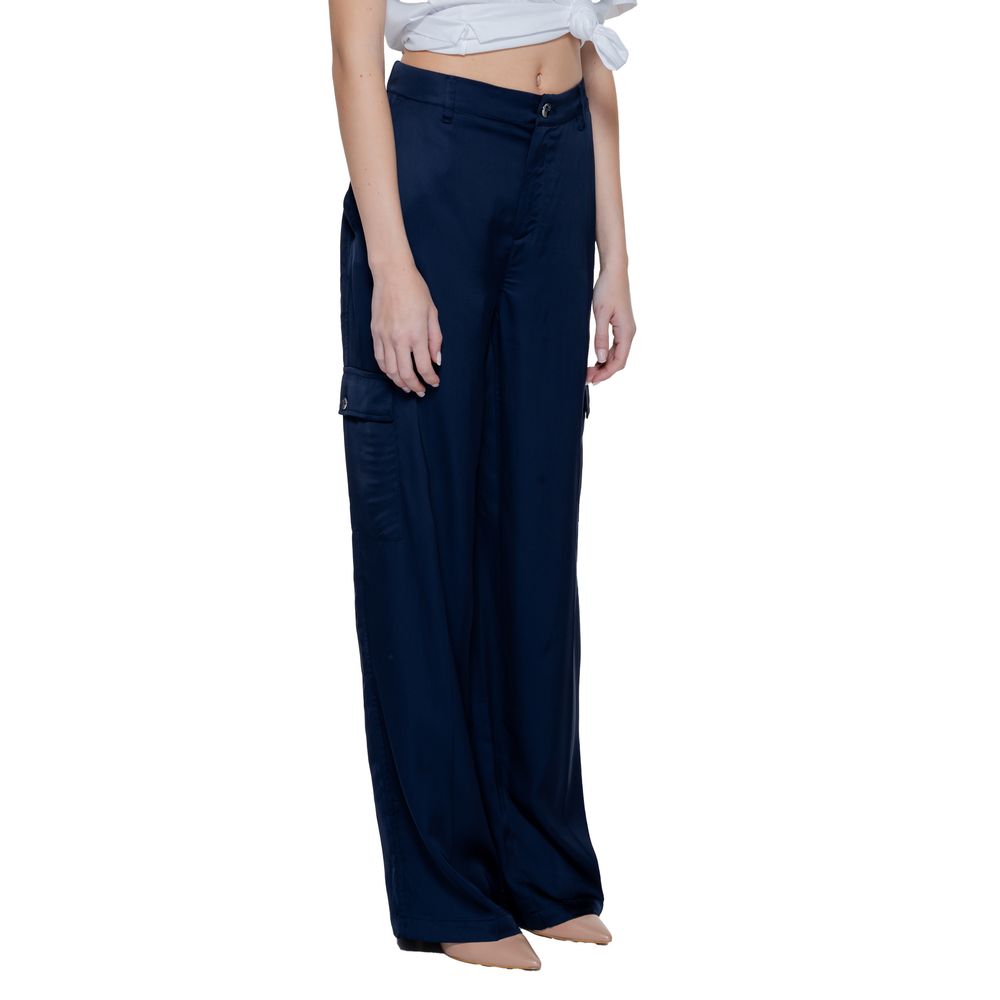 Street One - Elegant Flowing Wide Leg Palazzo Pant - Blue Street One