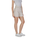 B.Young - Relaxed High-Waisted Turn-Up Hem Cotton Shorts - Beige B.Young