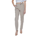 Street One - Polished High-Rise Cigarette Pant with Elastic Back Waist - Beige Street One