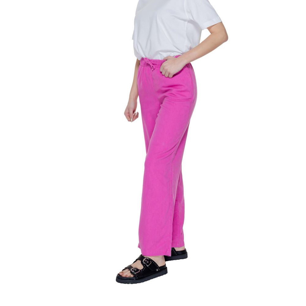 Only - Effortless Linen-Blend Wide Leg Palazzo Trousers - Pink Only