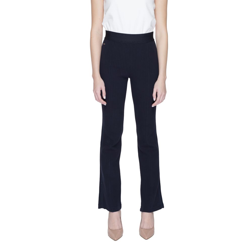 Street One - Polished Bootcut Flared Cotton Pant - Navy Blue Street One
