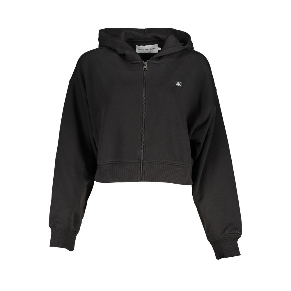 Calvin Klein - Relaxed Cotton Blend Cropped Zip-Up Hoodie - Black Calvin Klein