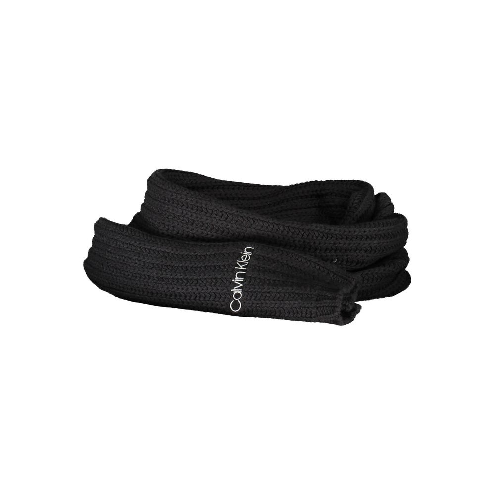Calvin Klein - Minimalist Knitted Cotton Logo Scarf - Black Calvin Klein
