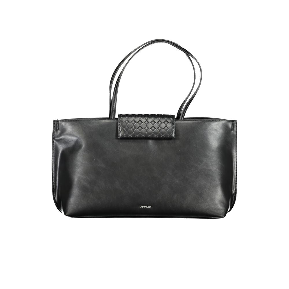 Calvin Klein - Sleek Structured Textured Detail Shoulder Bag - Black Calvin Klein