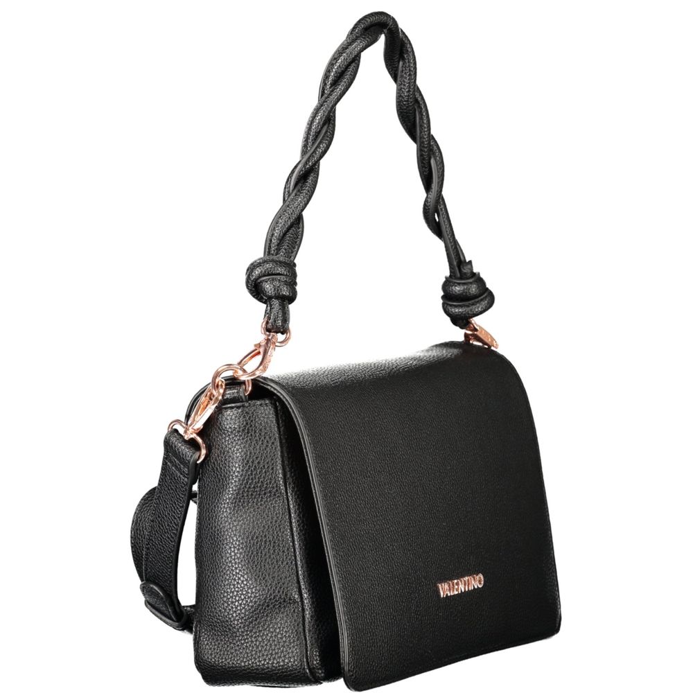 Valentino - Sleek Braided Handle Polyethylene Shoulder Bag - Black Mario Valentino