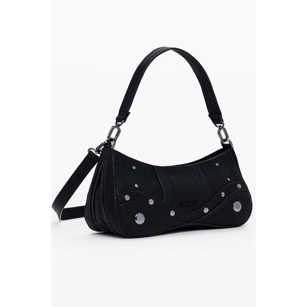 Desigual - Edgy Studded Textured Shoulder Bag - Black Desigual