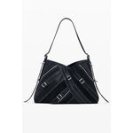 Desigual - Edgy Polyethylene Structured Shoulder Bag With Zip Details - Black Desigual