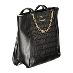 Laura Biagiotti - Sophisticated Structured PVC Tote Bag with Chain Detail - Black Laura Biagiotti