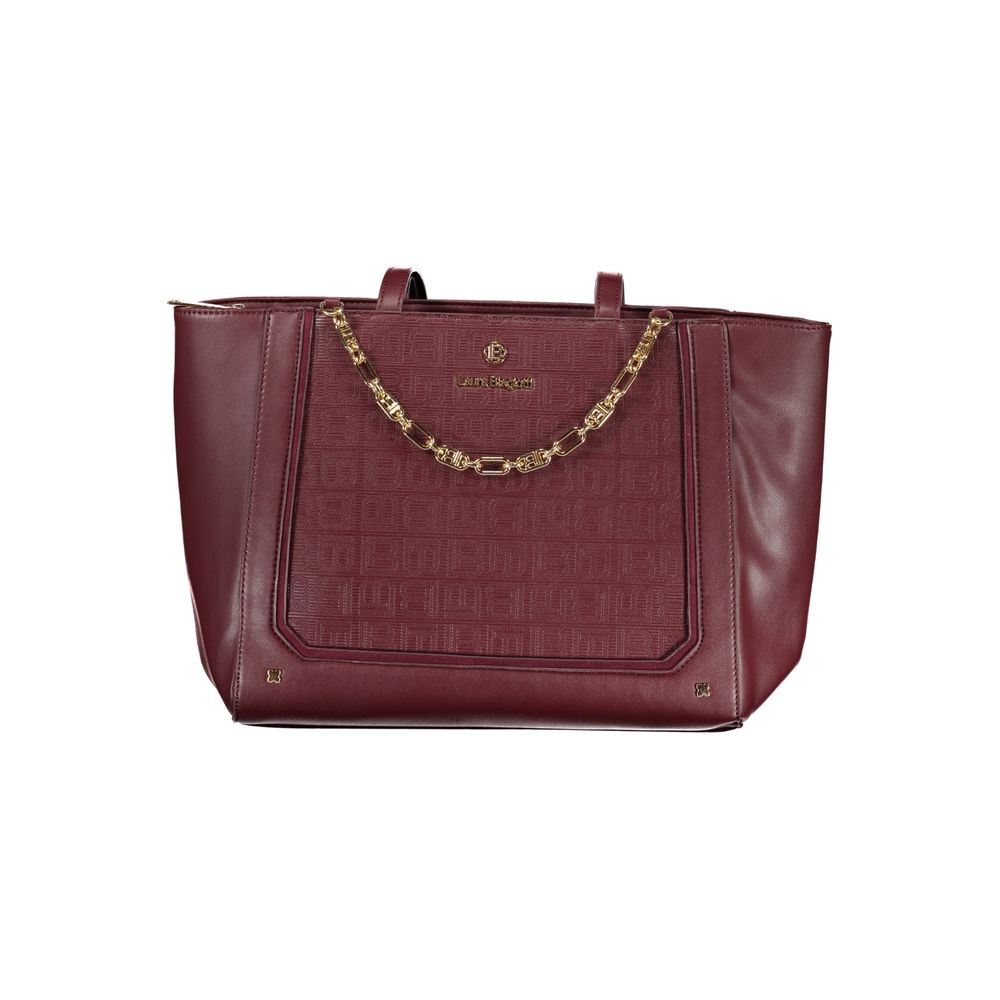 Laura Biagiotti - Bold Structured PVC Tote Bag With Chain Accent - Red Laura Biagiotti